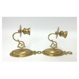 VTG PAIR HAMPTON BRASS CANDLE WALL SCONCES