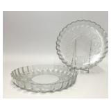 2 VTG ANCHOR HOCKING GLASS QUICHE BAKING DISHES