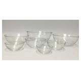 SET OF 7 DURALEX CLEAR GLASS NESTING BOWLS