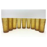 9 VTG BROCKWAY GLASS AMBER TUMBLERS