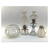1910ï¿½s OIL LAMPS, ROSE BOWL AND PITCHER