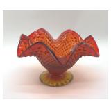 1960ï¿½s INDIANA GLASS DIAMOND POINT AMBERINA BOWL