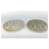 2 ANTIQUE FLOWER FROGS 5"