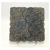 VTG FRANKOMA FLEUR DE LIS CERAMIC TEA TILE TRIVET