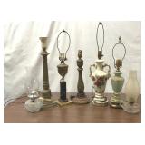ASSORTED ANTIQUE LAMPS  AND OIL LAMPS