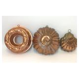 3 COPPER JELLO MOLDS WALL DECOR