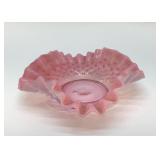FENTON HOBNAIL, PINK RUFFLED CANDY DISH