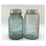 2 ANTIQUE PERFECT MASON BALL JARS 7"