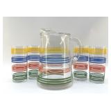 1950S ANCHOR HOCKING, FIESTA STRIPE ICED TEA SET