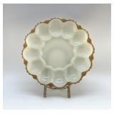 MILK GLASS EGG PLATE 1950S