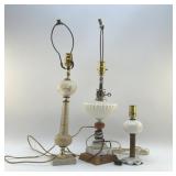 3 ANTIQUE LAMPS CONVERTED OIL LAMP