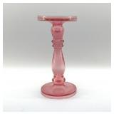 11" Pink Turned Glass Pillar Candle Holder