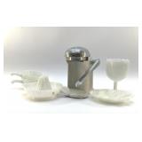 1950ï¿½s JUICE O MAT, MILK GLASS JUICER, GLASSWARE