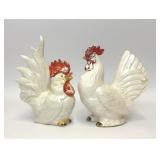 2 VTG CERAMIC ROOSTER FIGURES