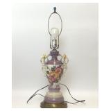 VTG HANDPAINTED PORCELAIN FLORAL TABLE LAMP