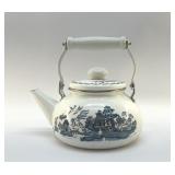 1960ï¿½s BLUE WILLOW ENAMELWARE TEAPOT