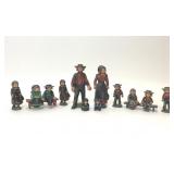 14 PIECES VTG CAST IRON AMISH PEOPLE FIGURINES
