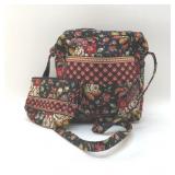 VERA BRADLEY FLORAL CROSSBODY BAG & WRISTLET