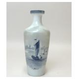 ANTIQUE HAND PAINTED DELFT OPALINE GLASS VASE