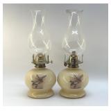 LAMPLIGHT FARMSFLYING DUCKS OIL LAMP PAIR