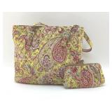 VERA BRADLEY PISTACHIO PAISLEY PURSE, WRISTLET