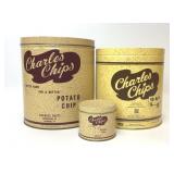 3 VTG CHARLES CHIPS POTATO CHIP TINS