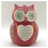 CUTE RED OWL COOKIE JAR 9.5"
