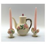 FRANCISCAN TABLEWARE TEAPOT, CANDLESTICKS
