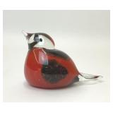RUBY RED ART GLASS CARDINAL BIRD PAPERWEIGHT