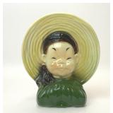 VTG ROYAL COPLEY ASIAN HEAD VASE WALL POCKET