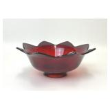 VTG FENTON RUBY RED LOTUS FLOWER GLASS BOWL