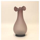 VTG HAND BLOWN PURPLE FROSTED ART GLASS VASE