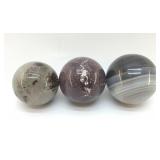 3 QUARTZ, CRYSTAL POLISHED SPHERES 2.5"