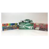 3 ASSORTED DIE CAST RACE CAR MODELS IN BOX