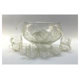 VINTAGE PUNCH BOWL SET, 18 CUPS, LADLE