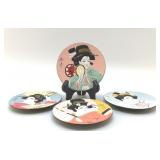 4 IKEBANA JAPANESE GEISHA GIRL PLATES