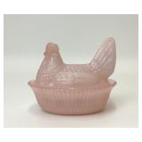 BOYD GLASS PINK OPALESCENT HEN ON A NEST