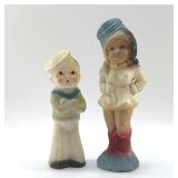 2 CHALK FIGURINES 1930S SAILOR, MAJORETTE