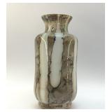 ART GLASS VASE REVERSE PAINTED 10 "
