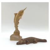 2 BATES 2OOK CARVINGS SAILFISH, ALLIGATOR