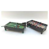 MINIATURE POOL TABLE, FOOSBALL TABLE