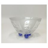 1990s JOE BORON ART GLASS TRIPOD ORBIT BOWL