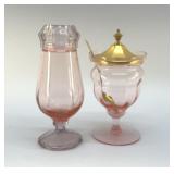 PINK GLASS SUGAR SHAKER, CONDIMENT JAR