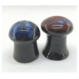 POTTERY MUSHROOM SALT AND PEPPER SHAKERS