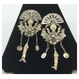 PERUVIAN VTG TUPU SHAWL PINS 7"