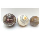 3 QUARTZ, CRYSTAL SPHERES with Geodes