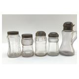 VICTORIAN SPICE JARS, SYRUP PITCHER