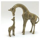 VTG SOLID BRASS GIRAFFE FIGURINE STATUES