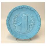 VTG 1970 FENTON BLUE SATIN GLASS CHRISTMAS PLATE