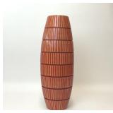 VTG MCM THAI RED CARVED WOOD STRIPED VASE